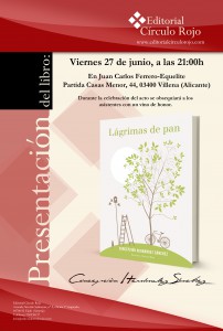 Cartel presentación del libro Lágrimas de Pan de Concepción Hernández